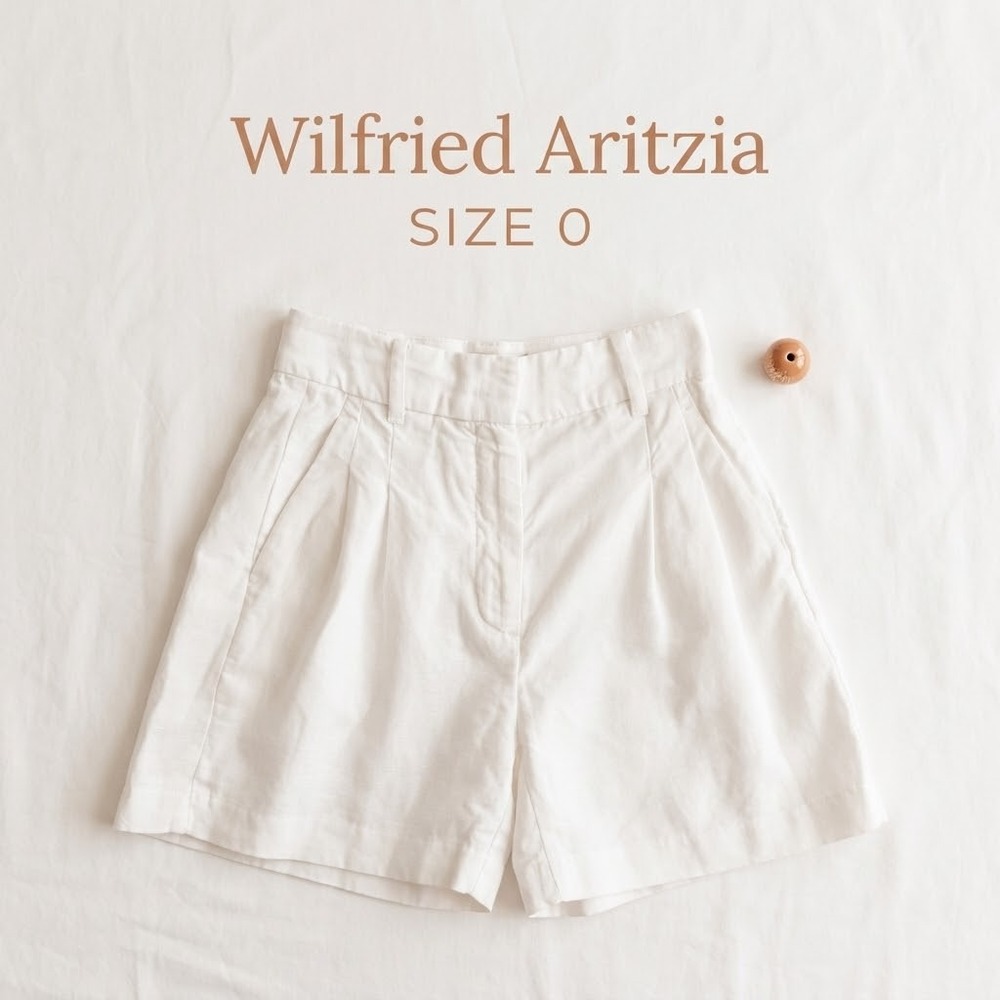Wilfred Effortless Linen Blend Short Womens White Pleated Minimalist High Rise